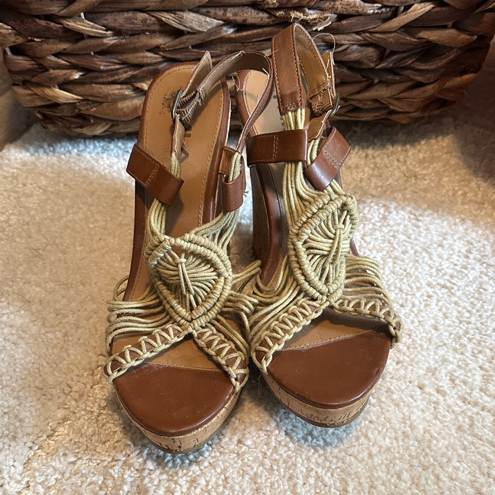 MIA Brown and Tan Espadrille Sandals
